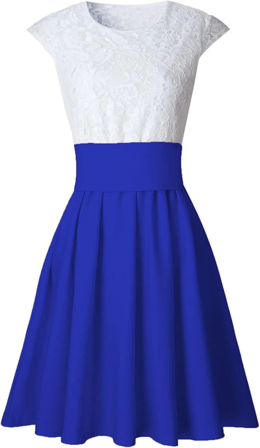 2023 Women's Summer Dress Sleeveless Ruffle Sleeve Round Neck Mini Dress Fashion Colorblock Flowy Tunic Dress