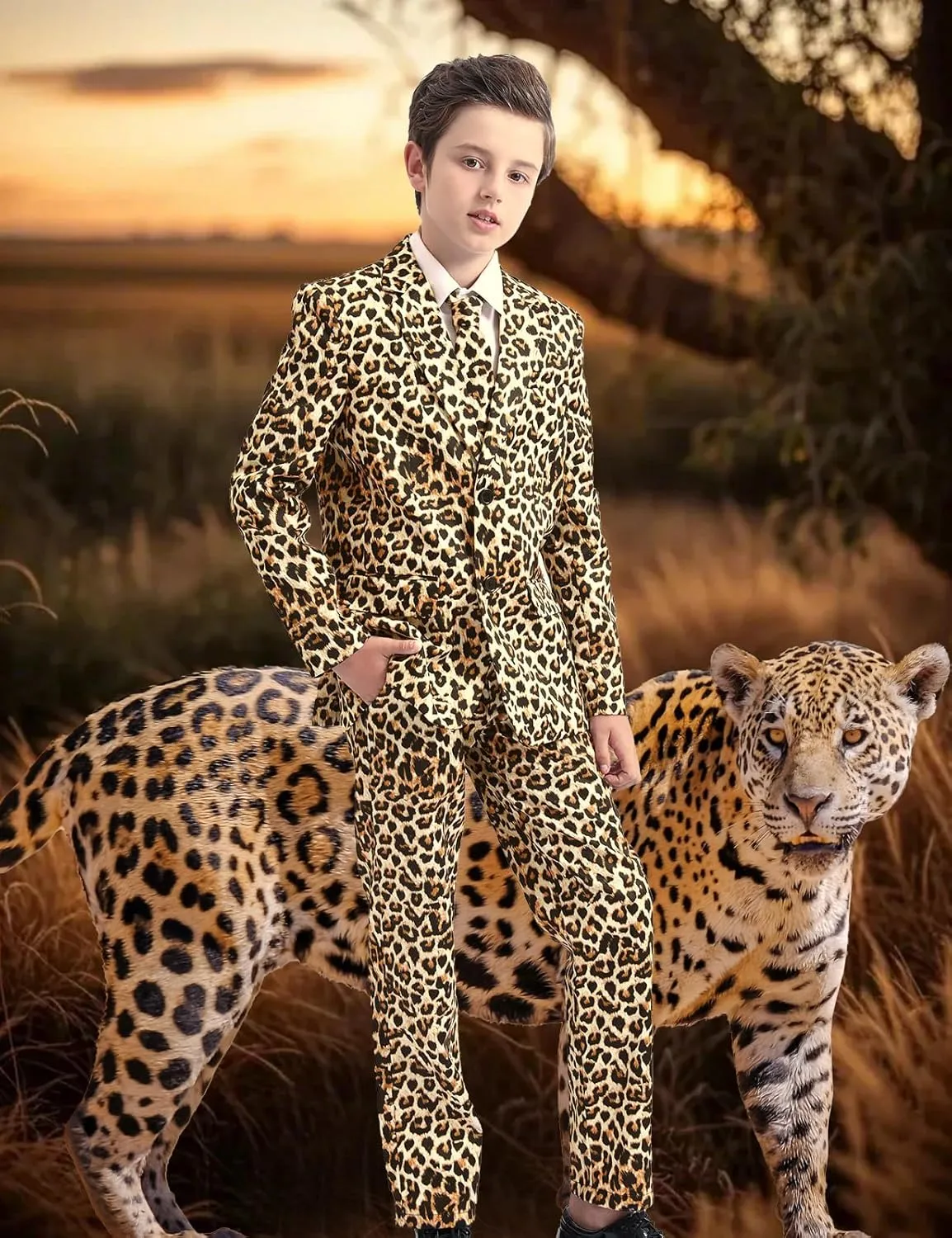 A&J DESIGN Boys Funny Print Suit for 6-16 Years