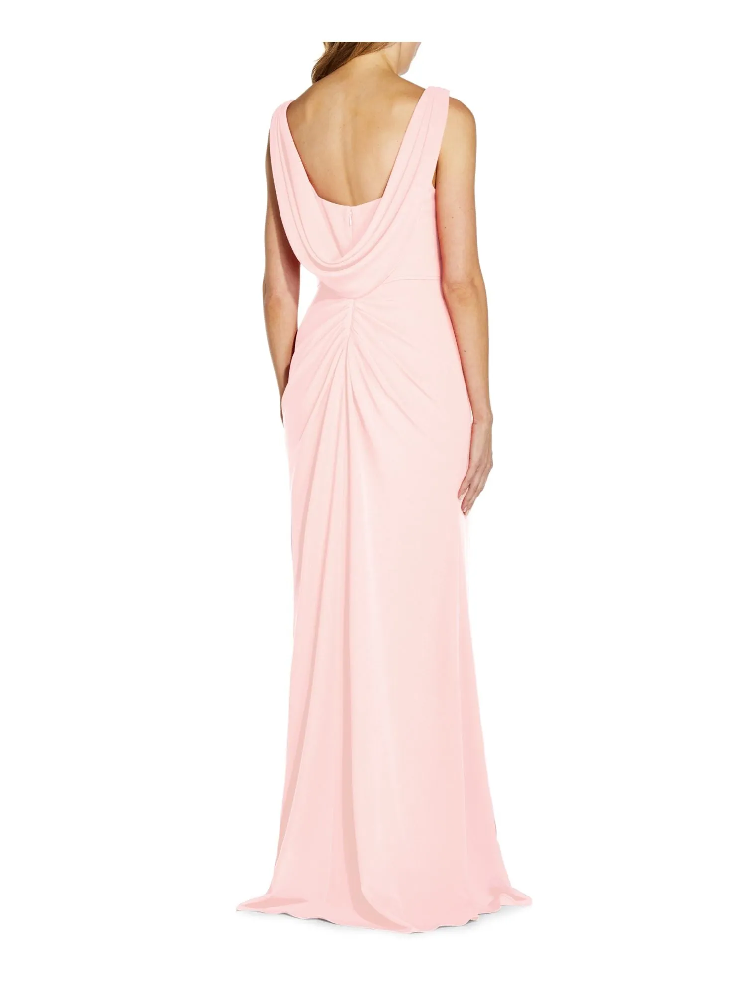 ADRIANNA PAPELL Womens Pleated Sleeveless Boat Neck Full-Length Evening Gown Dress