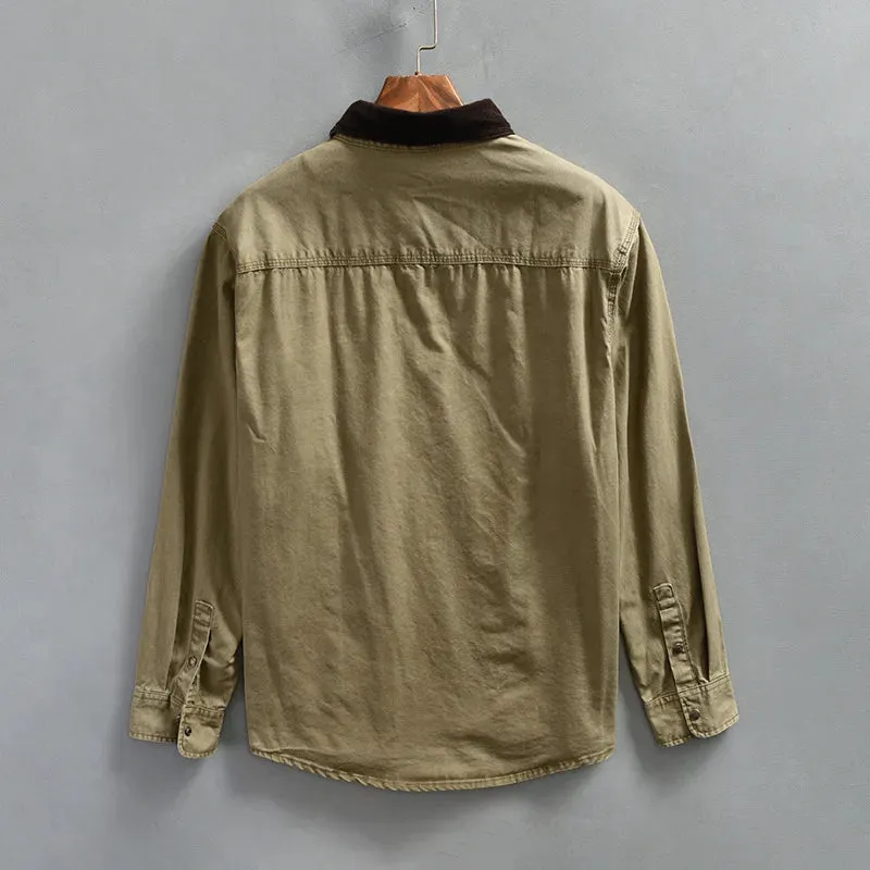Aidase 110kg 100% Cotton Men Workwear Shirts 2024 Spring Summer Long Sleeve Retro Oversize Loose Blouses for Youth y2k Casual Male Tops