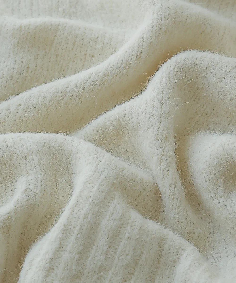 Alpaca touch big collar knit