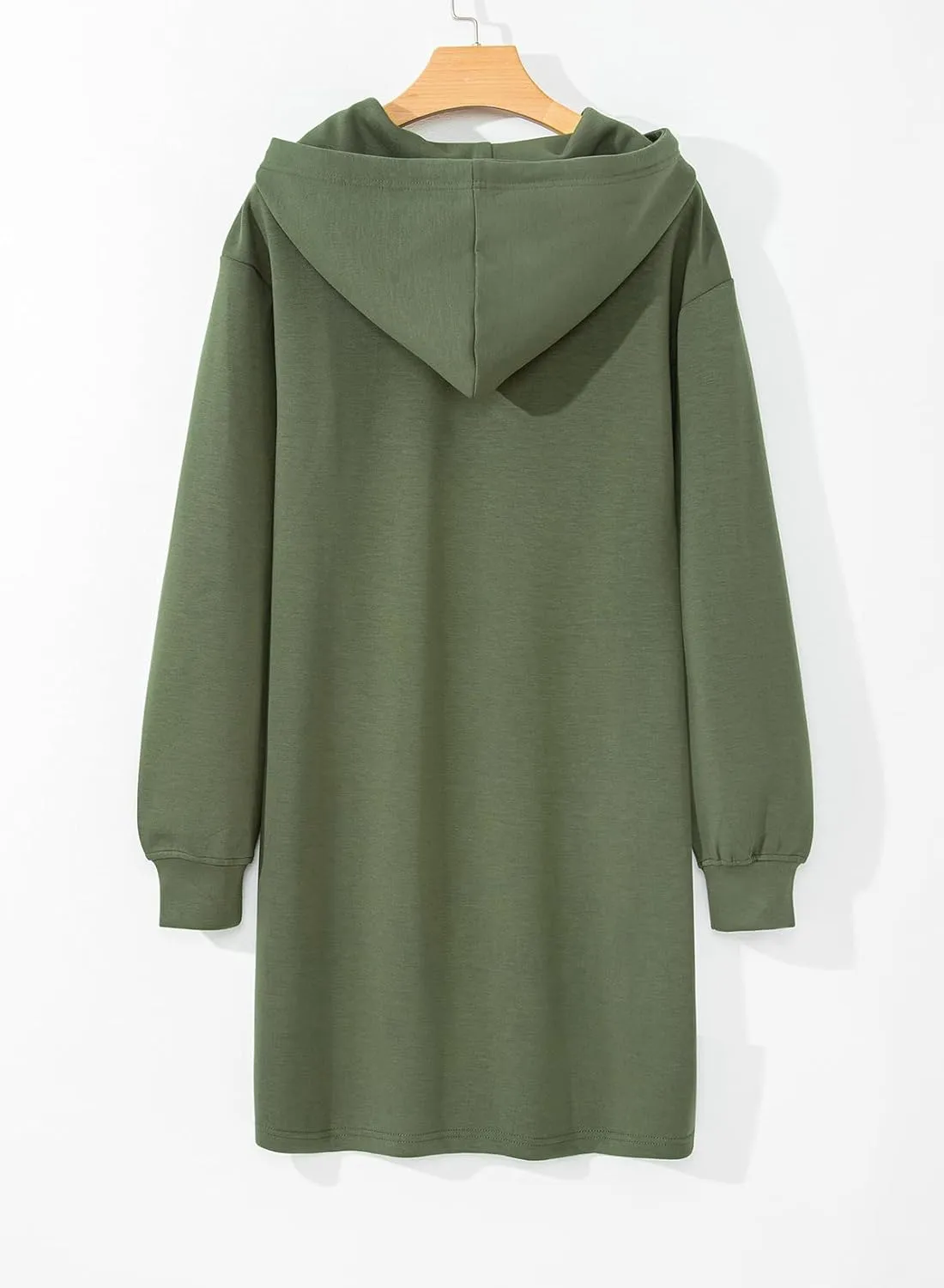 AlvaQ Womens Dresses Fall Winter 2024 Casual Long Sleeve Drawstring Pleated Hoodies Sweatshirt Pullover Tunic Mini Dress
