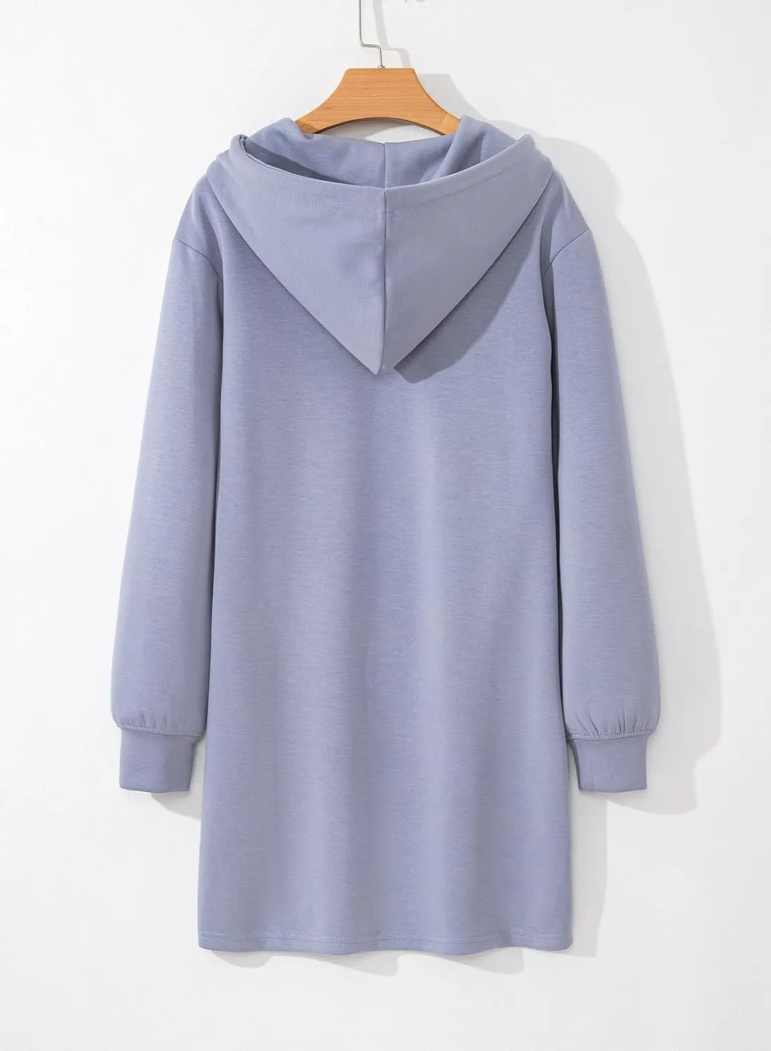 AlvaQ Womens Dresses Fall Winter 2024 Casual Long Sleeve Drawstring Pleated Hoodies Sweatshirt Pullover Tunic Mini Dress