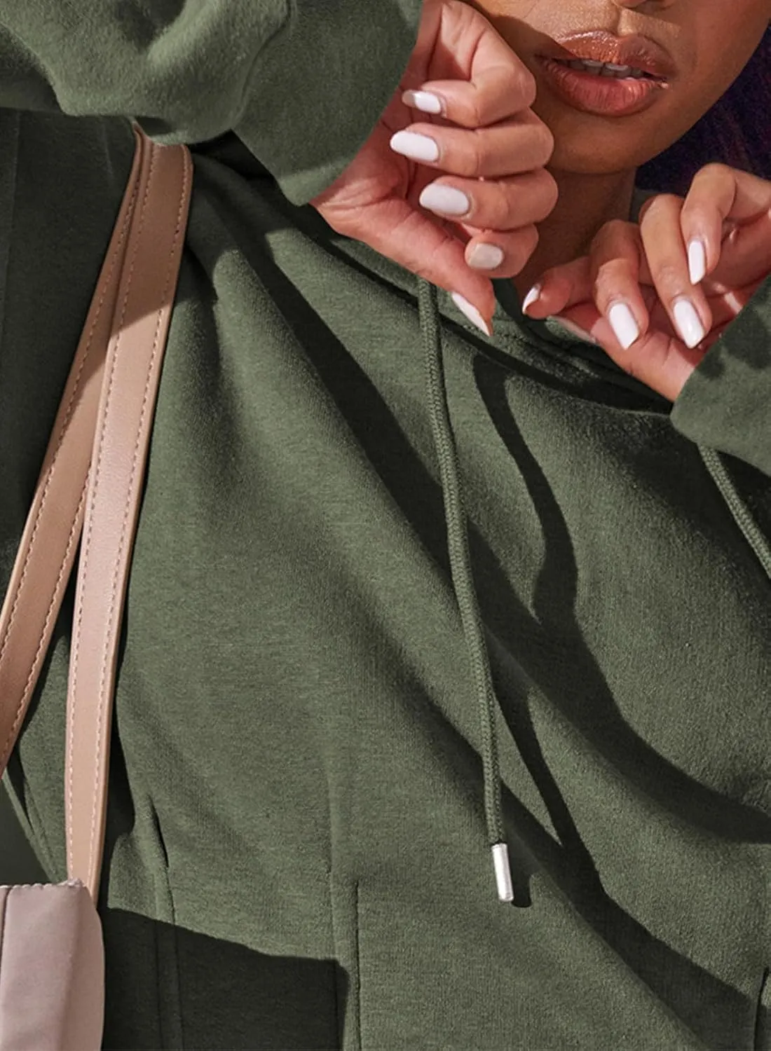 AlvaQ Womens Dresses Fall Winter 2024 Casual Long Sleeve Drawstring Pleated Hoodies Sweatshirt Pullover Tunic Mini Dress