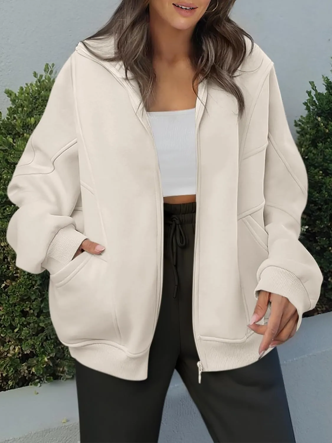 ANRABESS Women's Oversized Full Zip Up Sweatshirts Jacket 2025 Fall Fleece Long Sleeve Hoodies Outfit