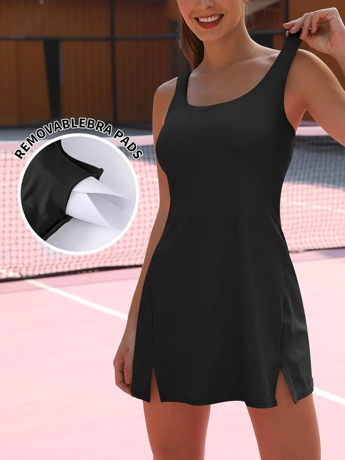 ANRABESS Women's Tennis Dresses Built in Shorts and Bra Summer Sleeveless Athletic Workout Golf Mini Active Romper Dress