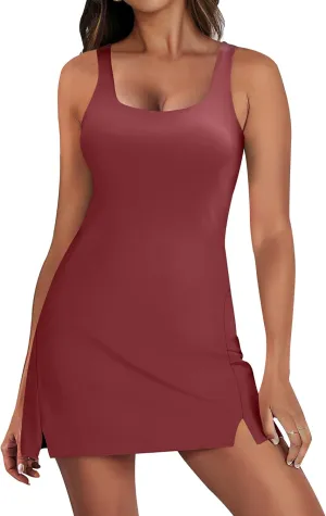 ANRABESS Women's Tennis Dresses Built in Shorts and Bra Summer Sleeveless Athletic Workout Golf Mini Active Romper Dress