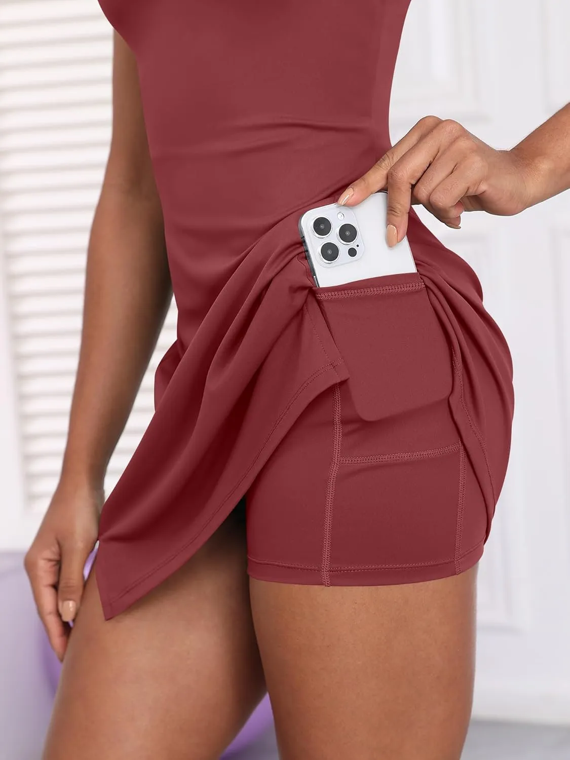 ANRABESS Women's Tennis Dresses Built in Shorts and Bra Summer Sleeveless Athletic Workout Golf Mini Active Romper Dress