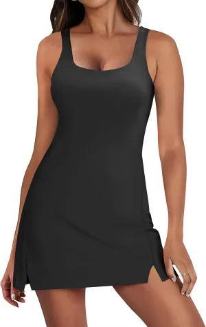 ANRABESS Women's Tennis Dresses Built in Shorts and Bra Summer Sleeveless Athletic Workout Golf Mini Active Romper Dress