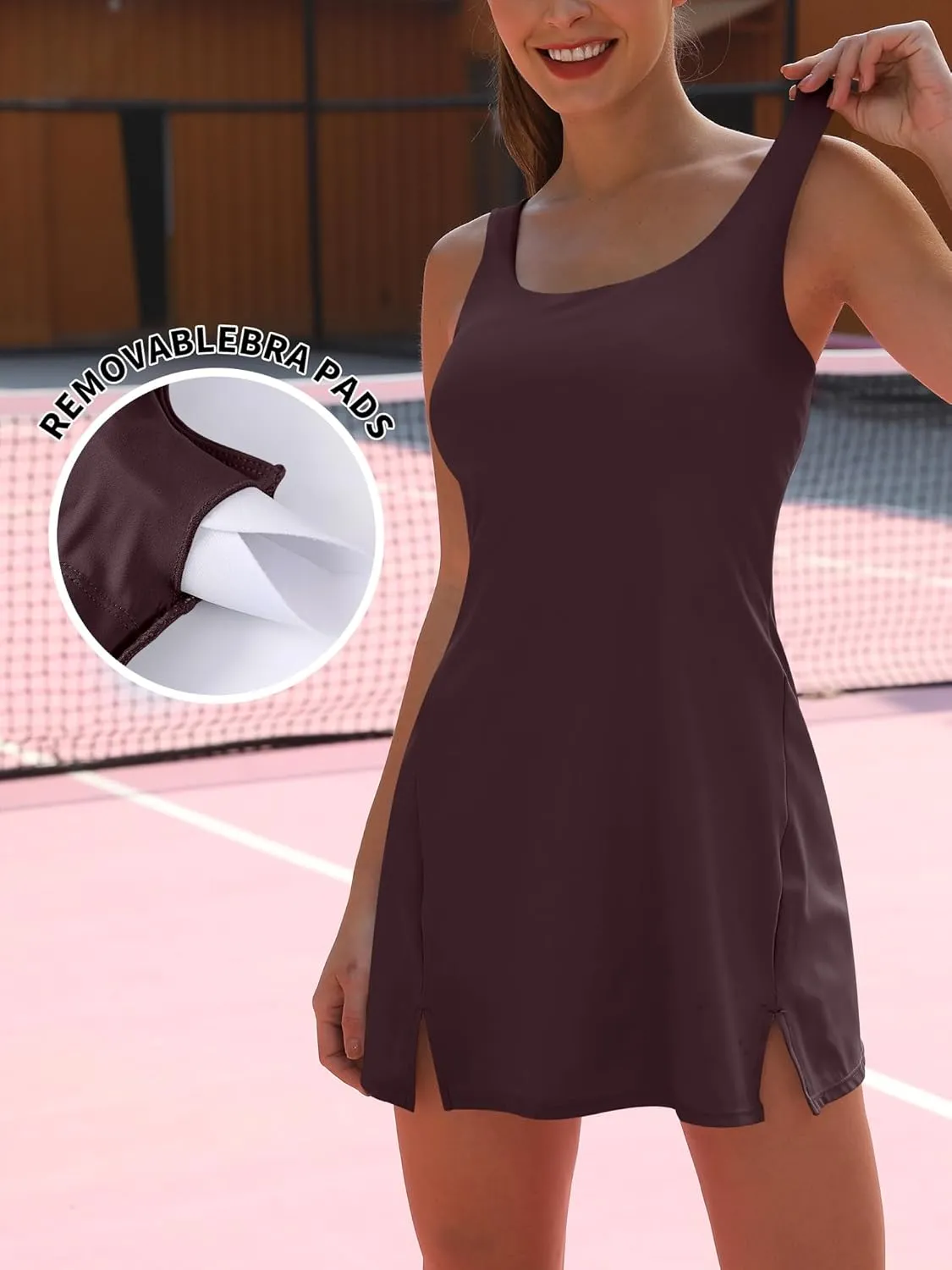 ANRABESS Women's Tennis Dresses Built in Shorts and Bra Summer Sleeveless Athletic Workout Golf Mini Active Romper Dress