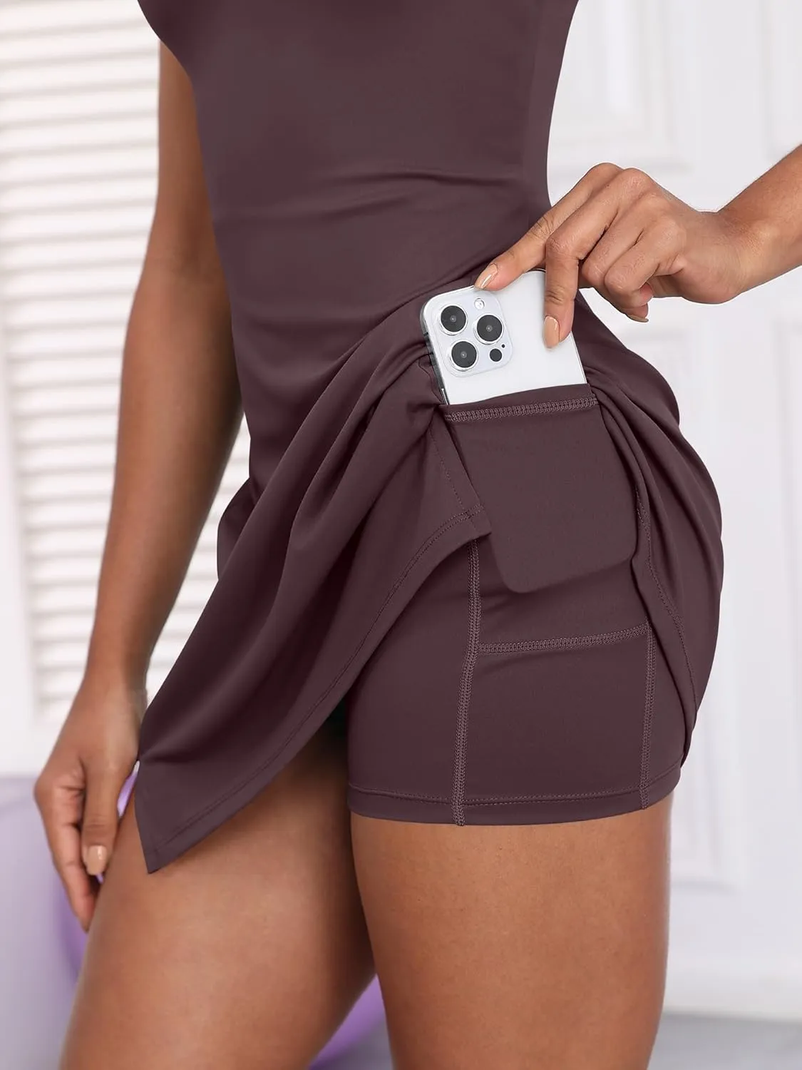 ANRABESS Women's Tennis Dresses Built in Shorts and Bra Summer Sleeveless Athletic Workout Golf Mini Active Romper Dress