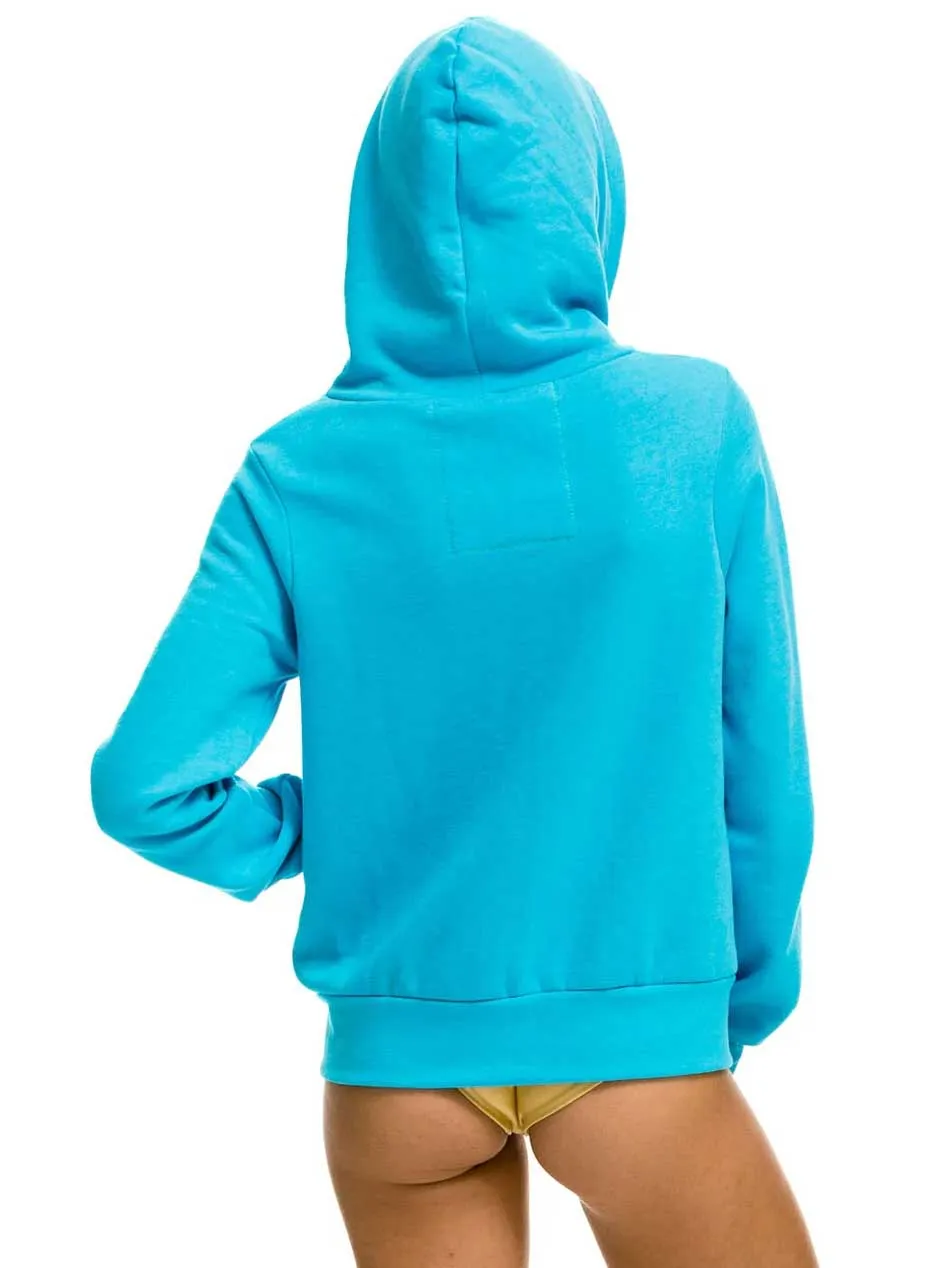 Aviator Nation Women's 5 Stripe Zip Hoodie - Neon Blue Neon Rainbow