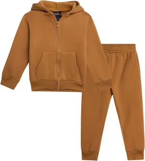 Boys' Active Sweatsuit - 2 Piece Fleece Zip Hoodie Sweatshirt and Sweatpants - Basic Solid Jogger Pants Set (2T-7)