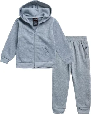 Boys' Active Sweatsuit - 2 Piece Fleece Zip Hoodie Sweatshirt and Sweatpants - Basic Solid Jogger Pants Set (2T-7)