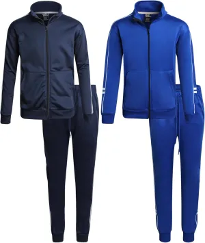 Boys' Tricot Jogger Set - 4 Piece Active Performance Zip-Up Tracksuit Set (Size: 8-18)