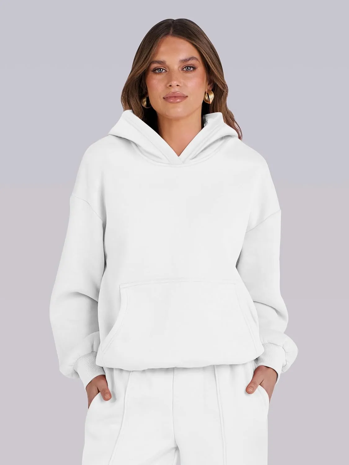 Caracilia Women's 2 Piece Outfits Sweatsuit Sets Oversized Hoodies Wide Leg Sweatpant Tracksuit 2024 Fall Matching Lounge Set