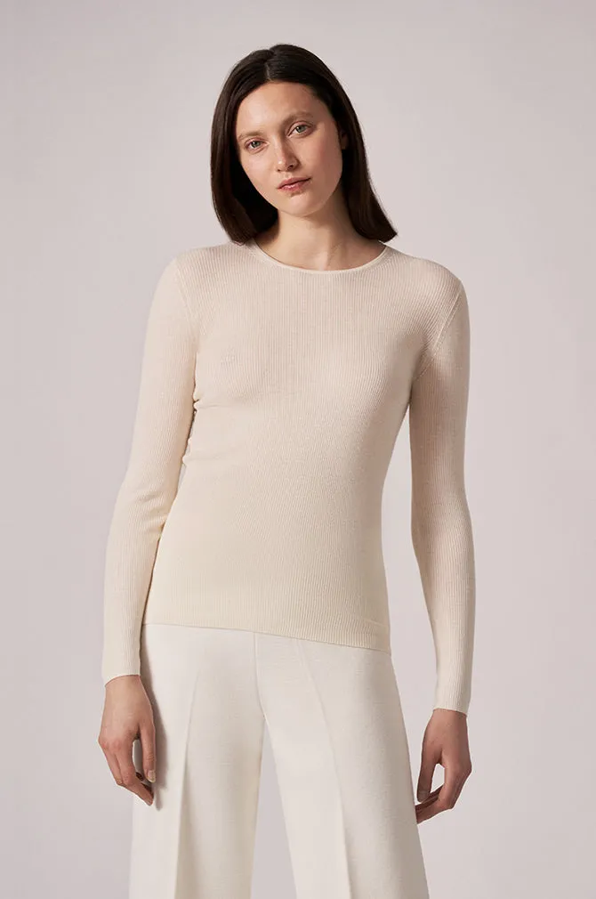 CASHMERE / SILK RIB CREWNECK
