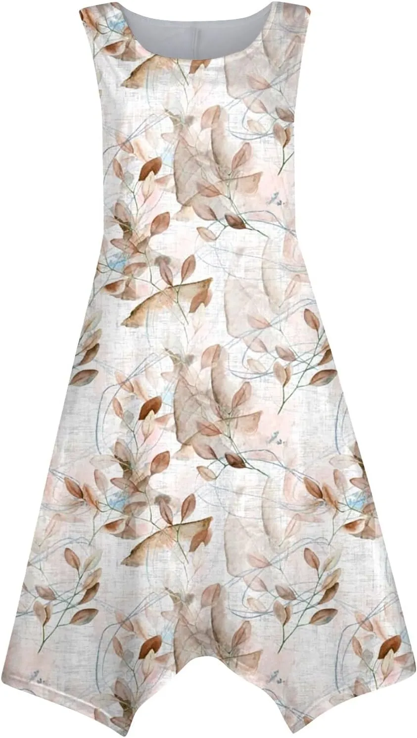 Casual Summer Dresses for Women 2024 Vacation Sleeveless Sundress Midi Loose Hankerchief Hem Beach Dress Tank Dress