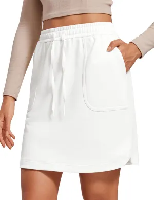 CRZ YOGA Comfy Cotton Sweat Skirts for Women 17'' Linerless Casual Work Lounge Athletic Jersey Skort with Pockets