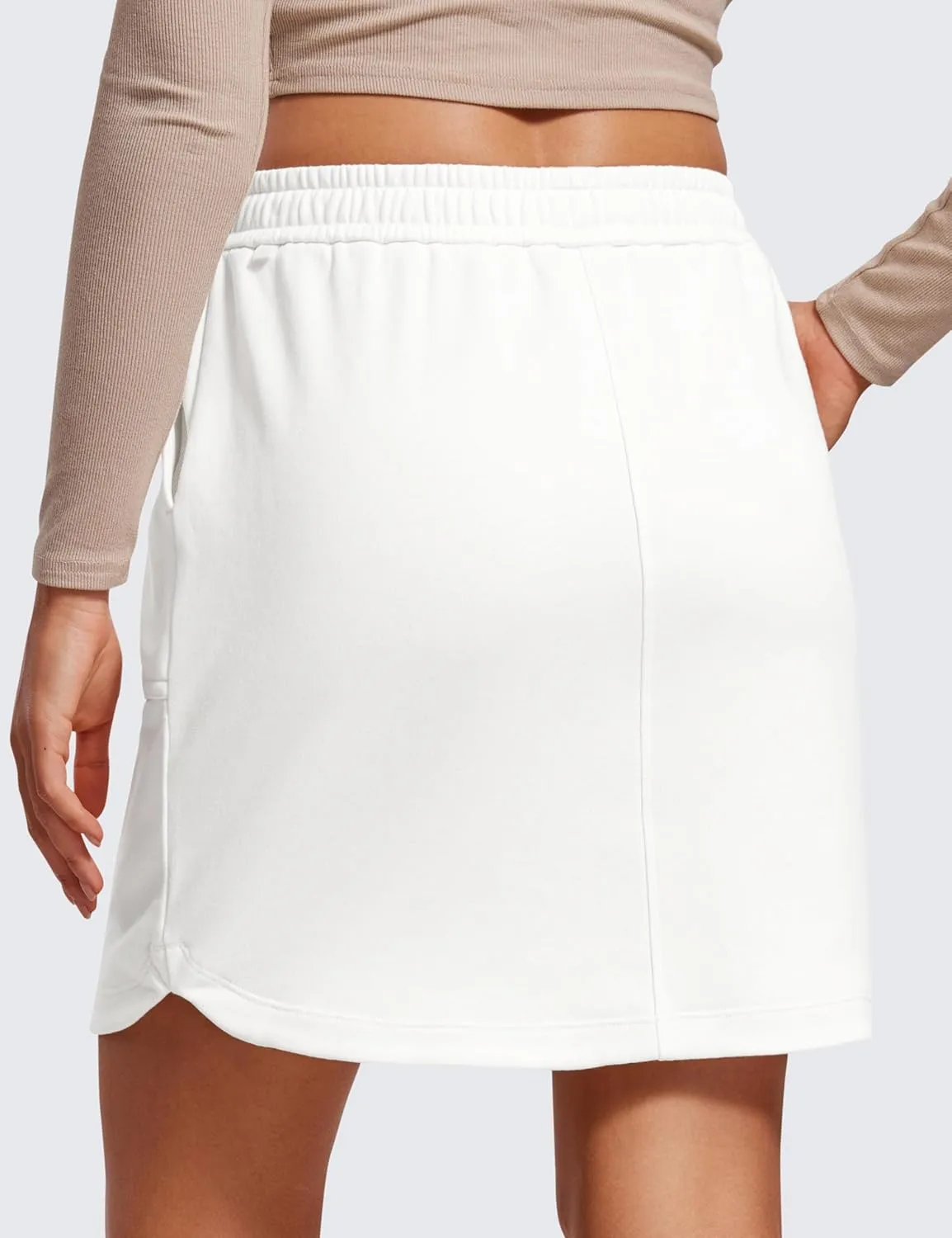 CRZ YOGA Comfy Cotton Sweat Skirts for Women 17'' Linerless Casual Work Lounge Athletic Jersey Skort with Pockets