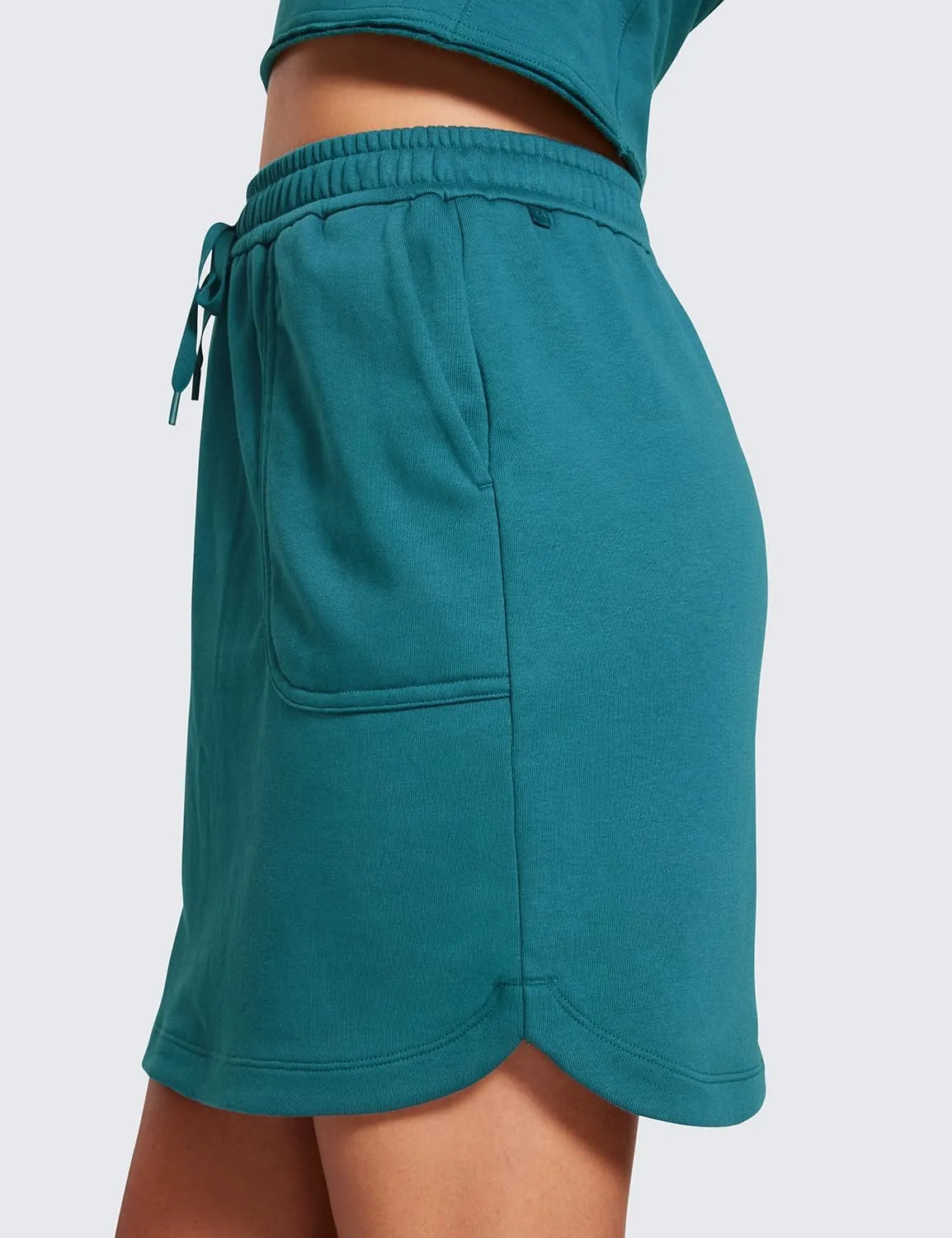 CRZ YOGA Comfy Cotton Sweat Skirts for Women 17'' Linerless Casual Work Lounge Athletic Jersey Skort with Pockets