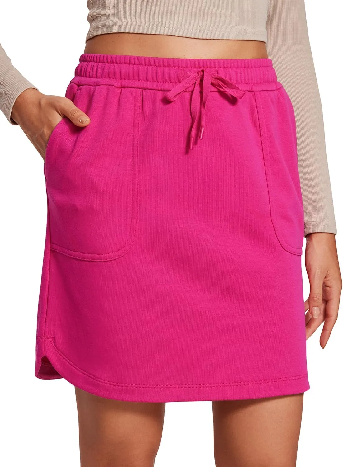 CRZ YOGA Comfy Cotton Sweat Skirts for Women 17'' Linerless Casual Work Lounge Athletic Jersey Skort with Pockets
