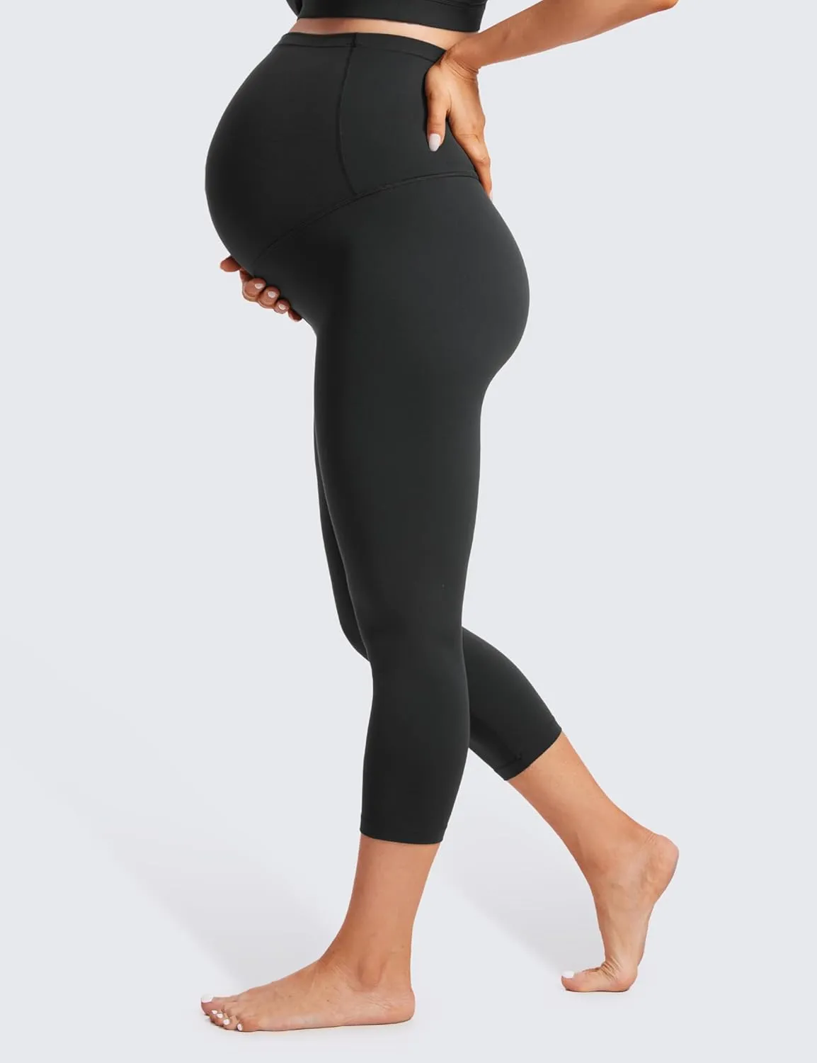 CRZ YOGA Womens Butterluxe Maternity Capris Leggings 21" - Crop Pants Over The Belly Workout Active Yoga Pregnancy Soft