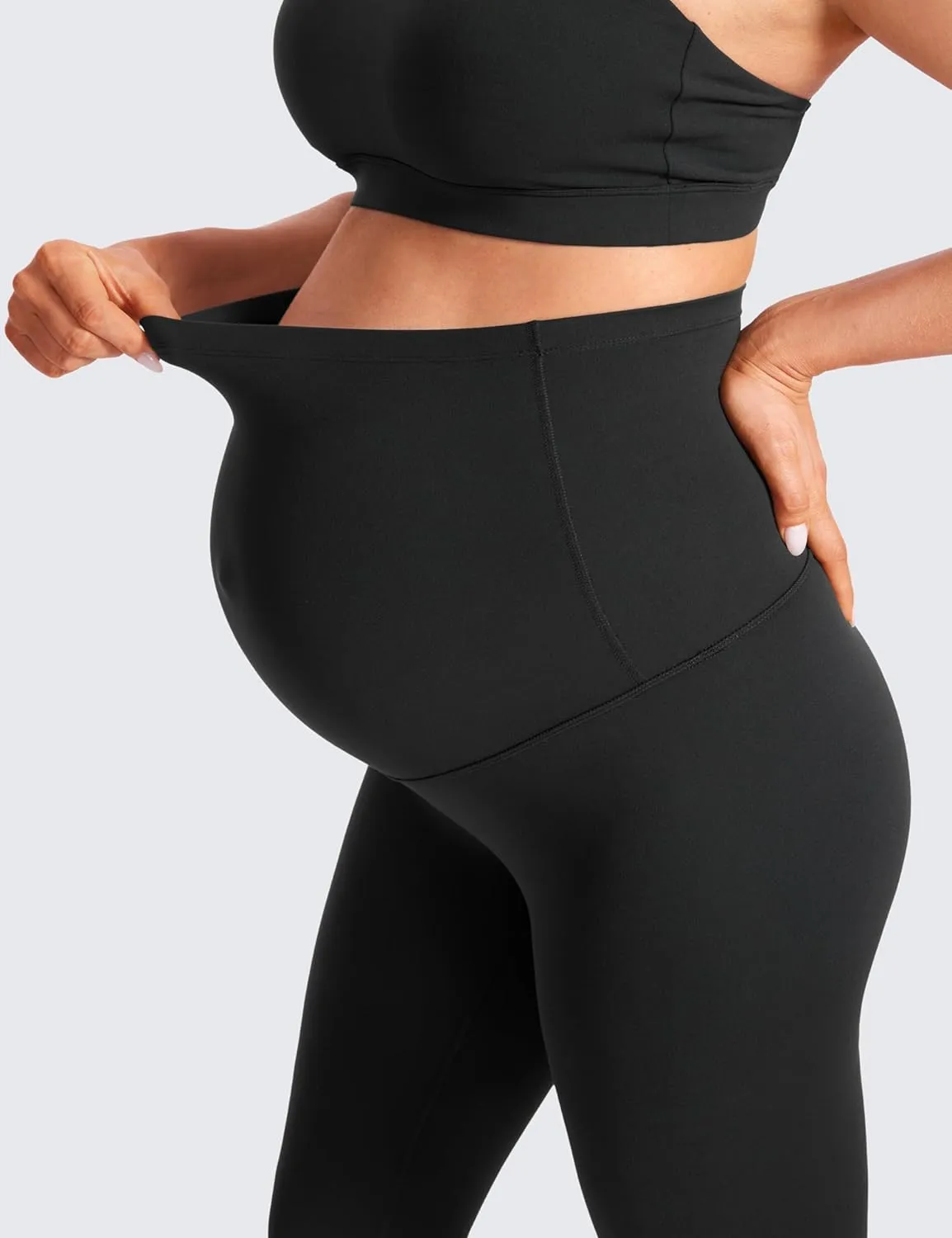 CRZ YOGA Womens Butterluxe Maternity Capris Leggings 21" - Crop Pants Over The Belly Workout Active Yoga Pregnancy Soft