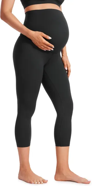 CRZ YOGA Womens Butterluxe Maternity Capris Leggings 21" - Crop Pants Over The Belly Workout Active Yoga Pregnancy Soft
