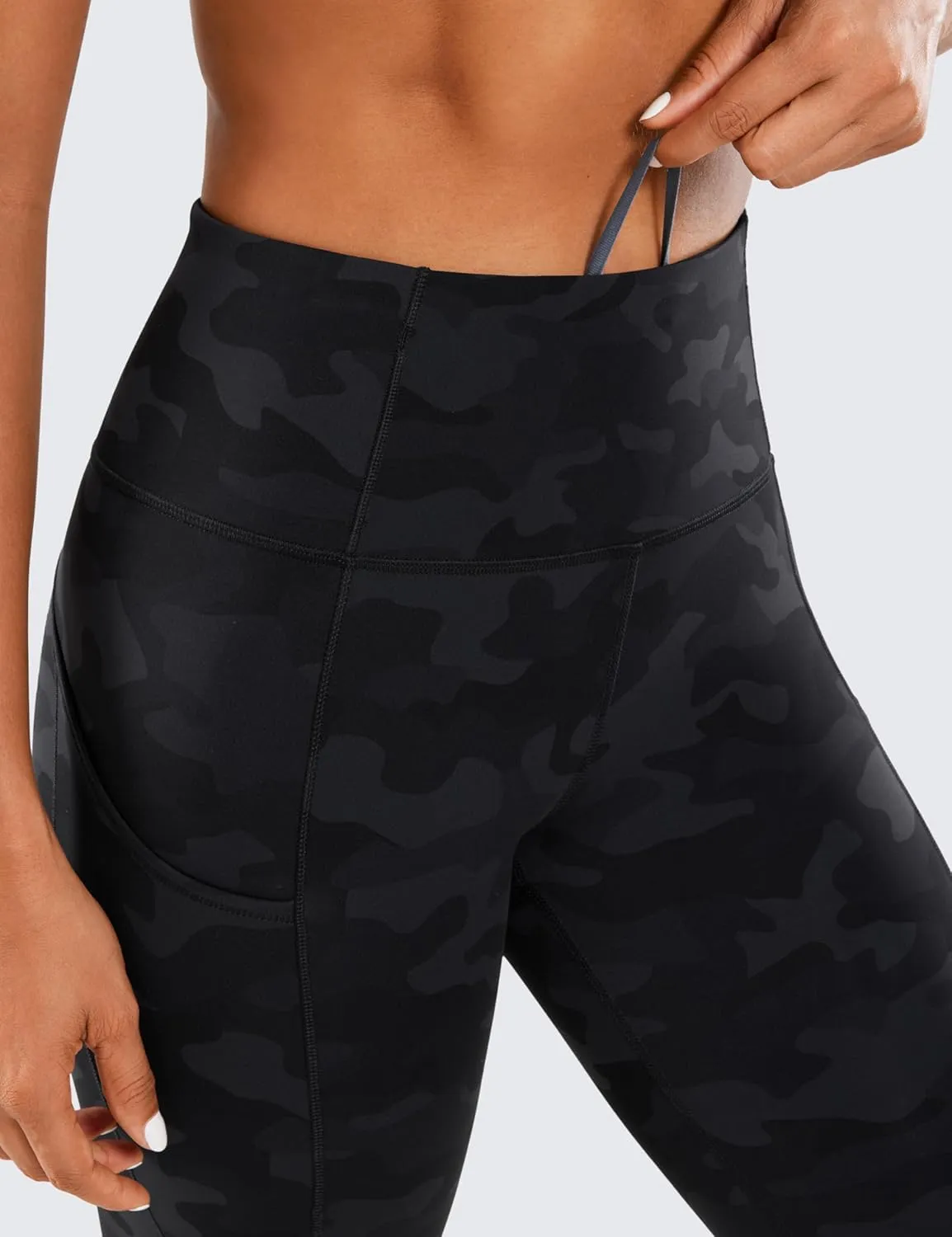CRZ YOGA Women's Naked Feeling Workout Leggings 25 Inches - High Waisted Yoga Pants with Side Pockets Running Tights