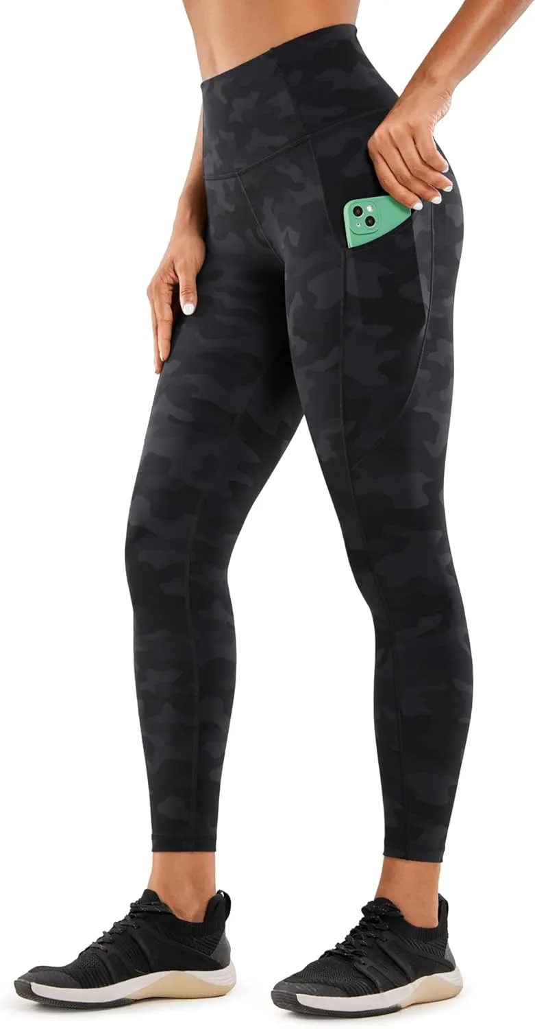 CRZ YOGA Women's Naked Feeling Workout Leggings 25 Inches - High Waisted Yoga Pants with Side Pockets Running Tights