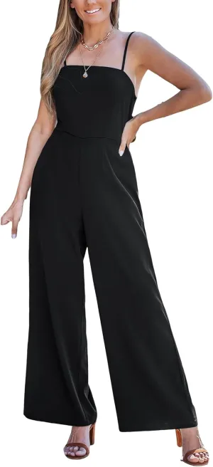 CUPSHE Women's Romper Square Neck Sleeveless Tied Straight leg Jumpsuit Outfit Coverup Casual Dressy