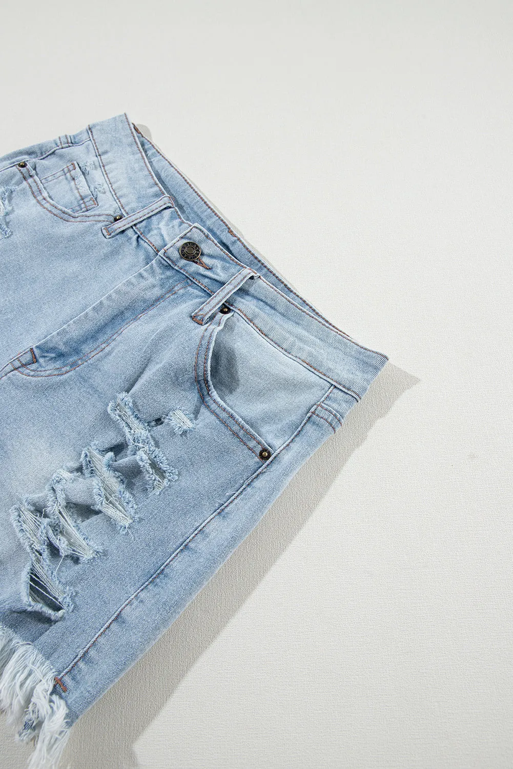 Distressed Stretchy Jean Shorts