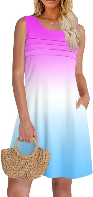 Dress for Women Women Dresses Loungewear Casual Summer Dress Ladies Crops Sleeveless Round Neck Loose Sundress
