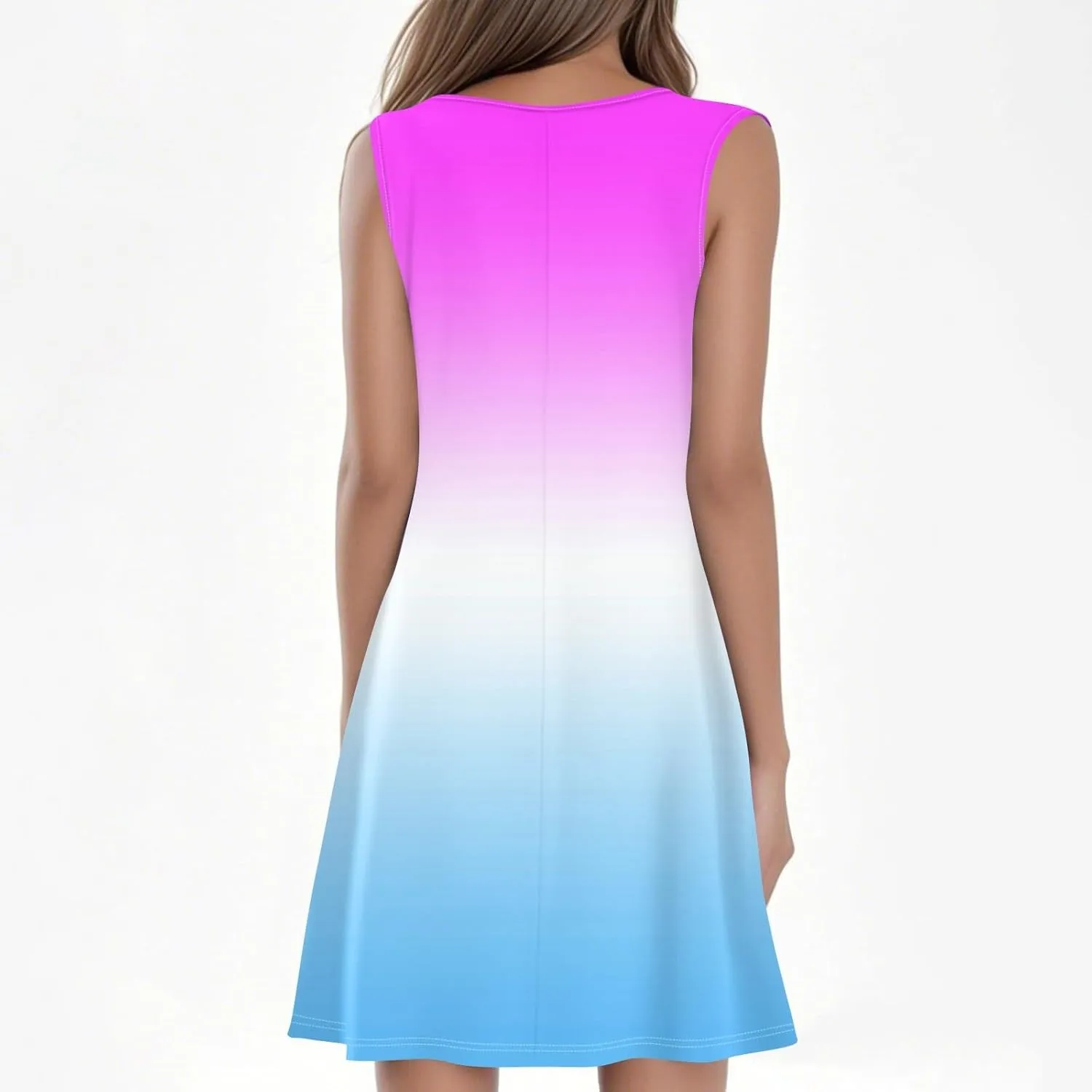 Dress for Women Women Dresses Loungewear Casual Summer Dress Ladies Crops Sleeveless Round Neck Loose Sundress