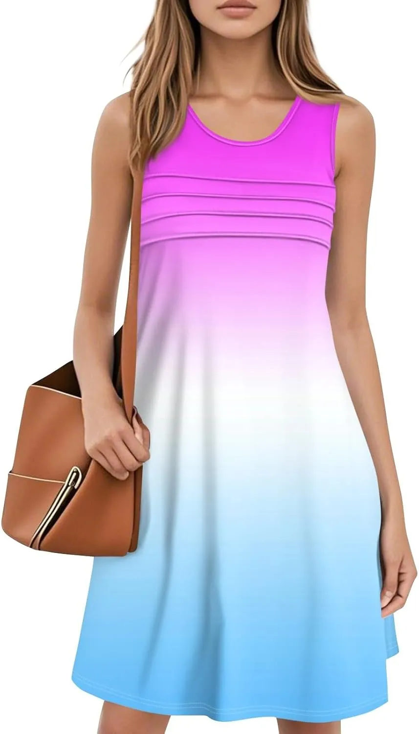 Dress for Women Women Dresses Loungewear Casual Summer Dress Ladies Crops Sleeveless Round Neck Loose Sundress