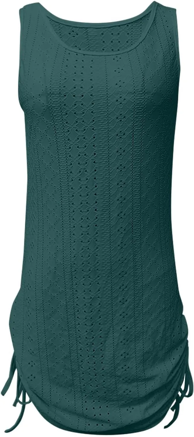 Dresses for Women 2025 Spring Summer Fashion Casual Sleeveless Solid Color Tie Short Mini Dresses