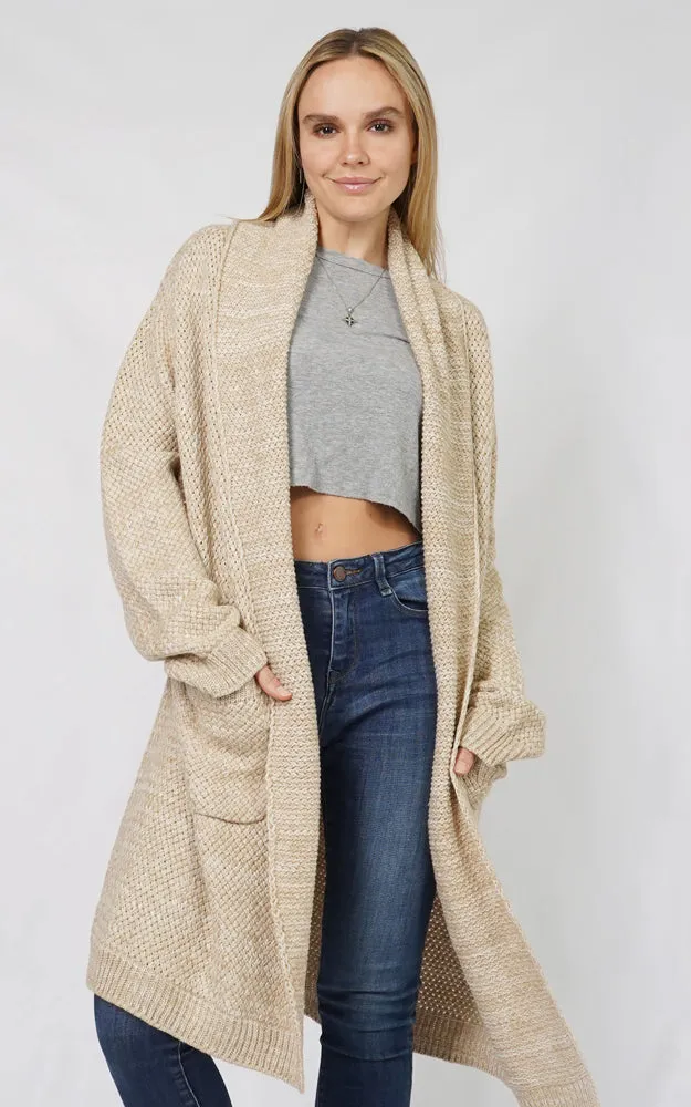 ECD10882 SHAWL COLLAR KNIT CARDIGAN