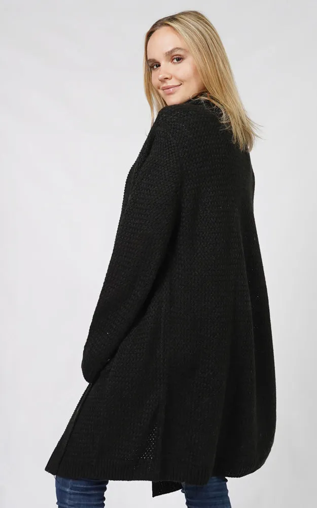 ECD10882 SHAWL COLLAR KNIT CARDIGAN