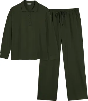 Ekouaer Lounge Sets for Women 2 Piece Outfits 2024 Long Sleeve Top with Pants Sweatsuit Tracksuit S-XXL