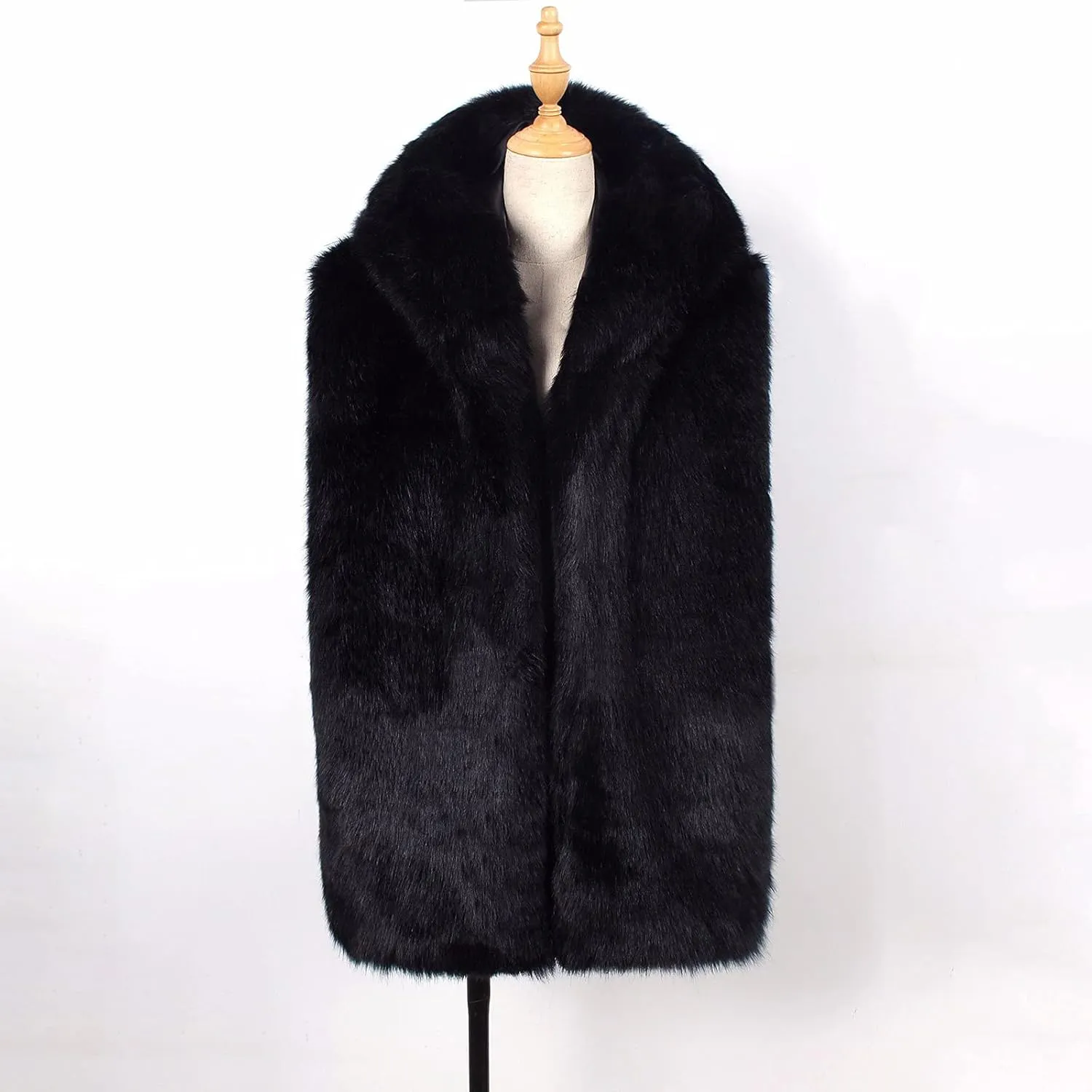 Faux Fur Vest Jacket for Men Solid Color Stand Collar Waistcoat Autumn Winter Fashion Vest Jacket Top Coat