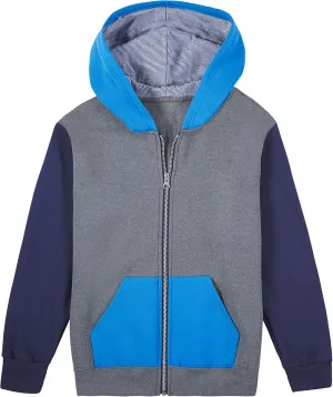 Fruit of the Loom boys Fleece Sweatshirts, Hoodies, Sweatpants & Joggers Shirt, Full Zip - Charcoal Heather/Navy, Small US