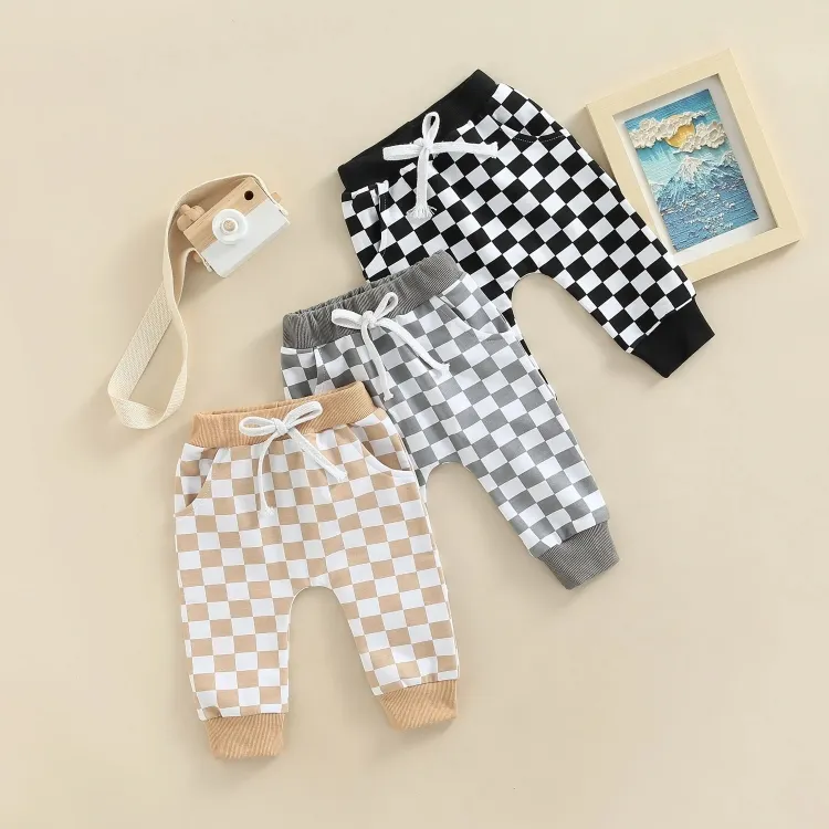 Full Checkerboard Print Baby Pants