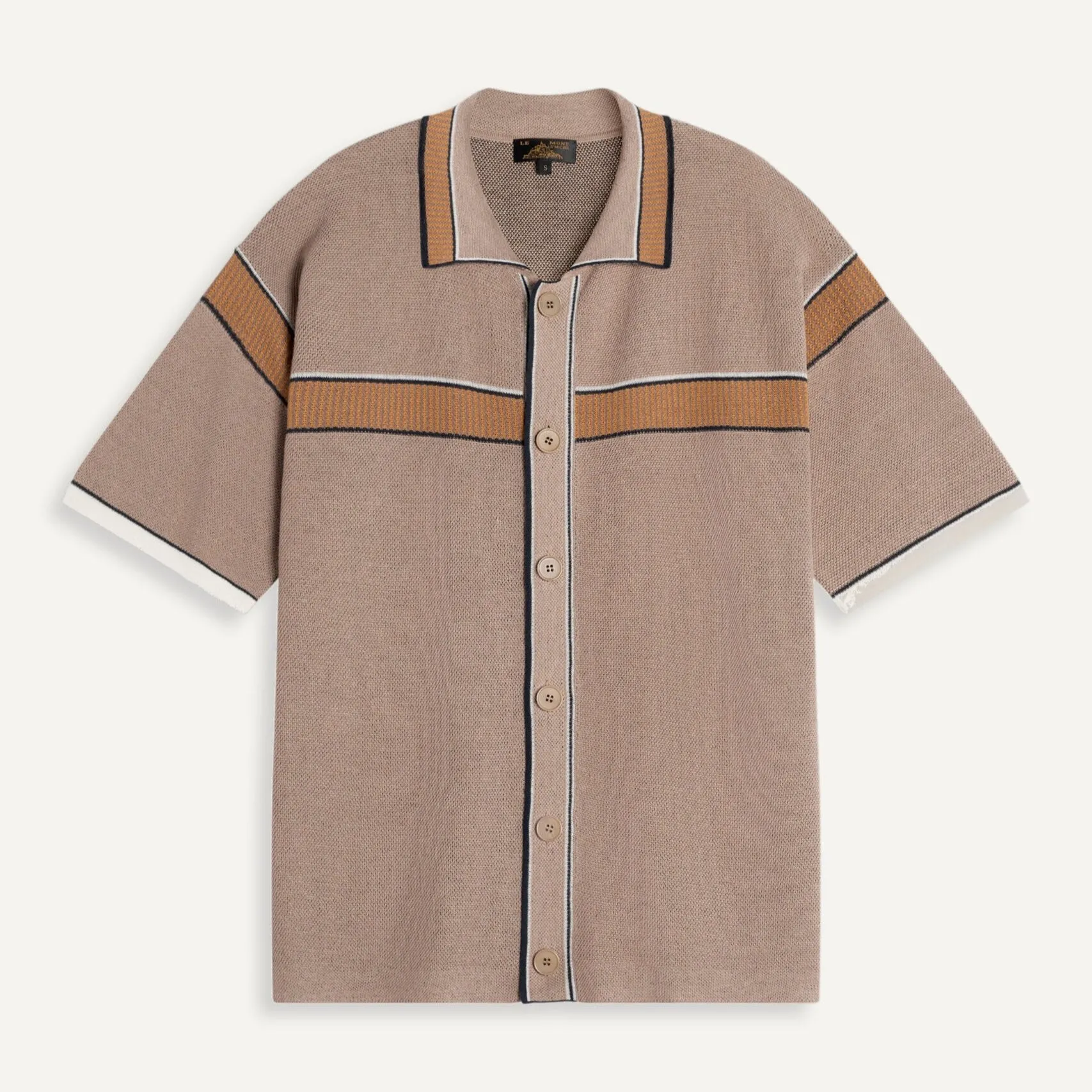 Guiflon Jacquard Polo Cardigan (Brown)