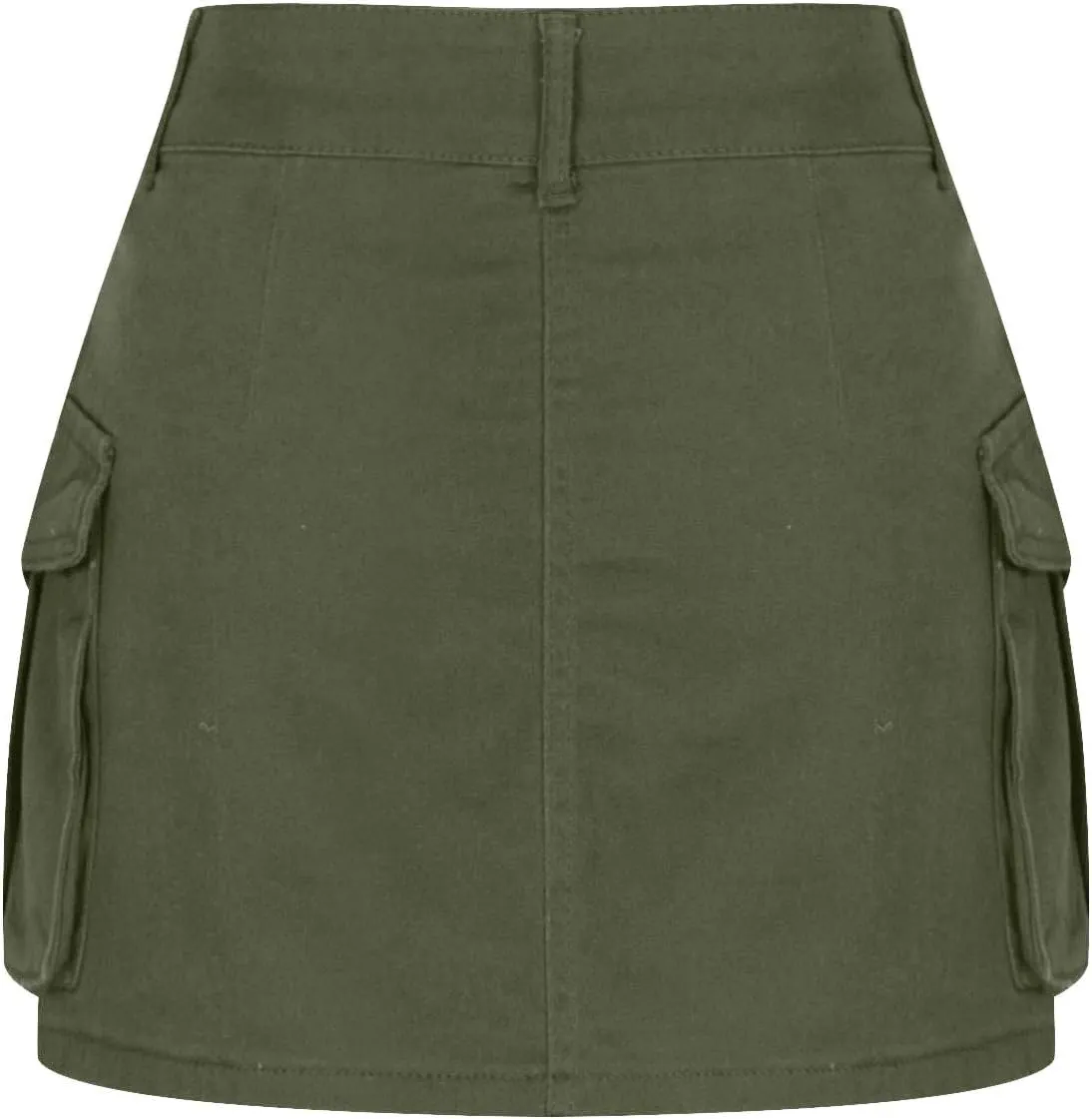HGps8w Women Girls High Waisted Cargo Skirt 2025 Summer Button Bodycon Y2K Mini Denim Skirt with Flap Pockets