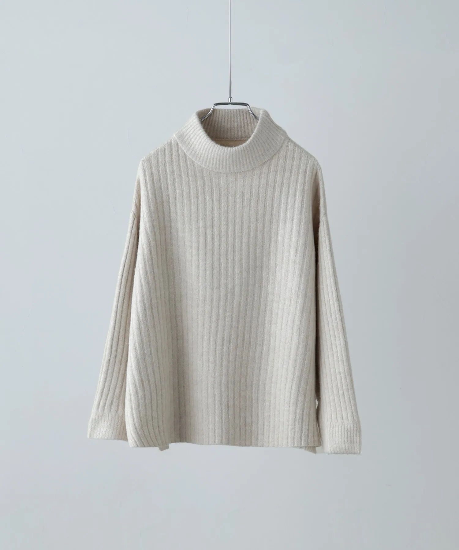 High neck wide rib knit