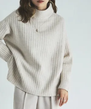 High neck wide rib knit