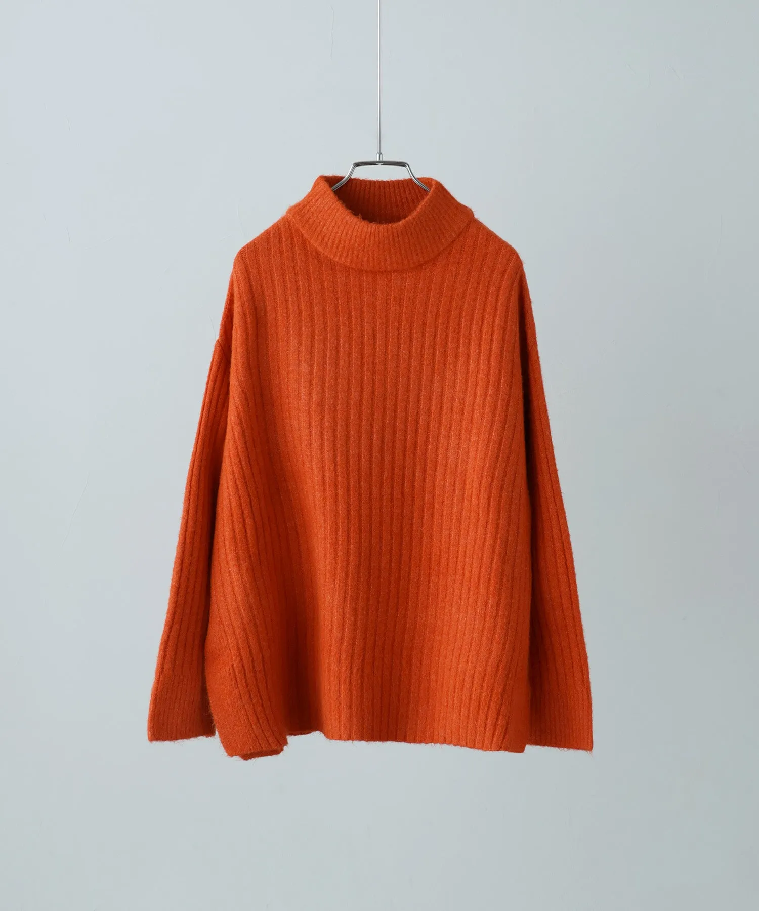 High neck wide rib knit