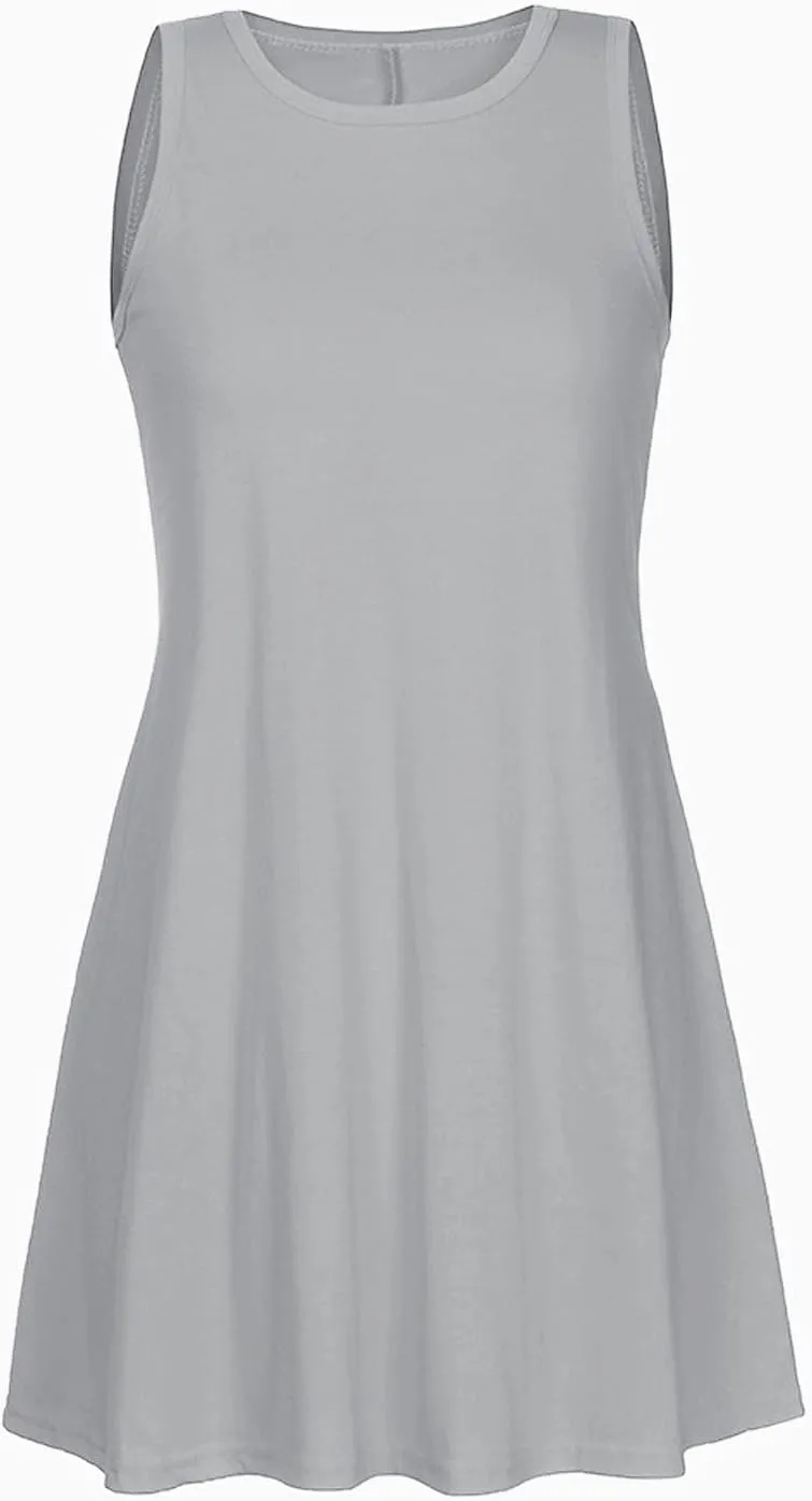 hlysgo Women's 2024 Summer Sleeveless Mini Dress Casual Beach Sundress Loose Comfy Flowy Short Tank Dresses with Pockets