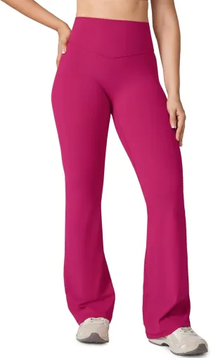 Hugcurve No Front Seam High Waisted Flare Leggings for Women Bootcut Yoga Pants Buttery Soft Lounge Workout - 31''